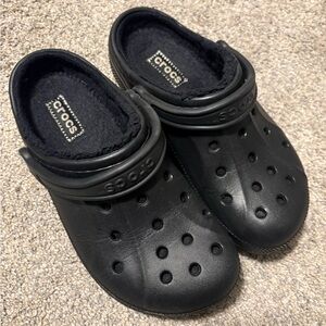 Crocs Black Fuzzy Clogs